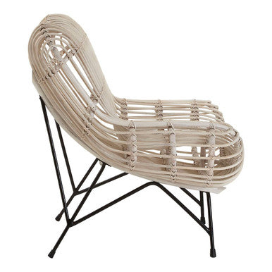 Java White Wash Rattan Curved Chair