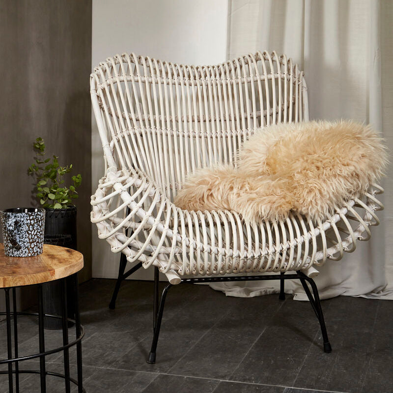 Java White Wash Rattan Curved Chair
