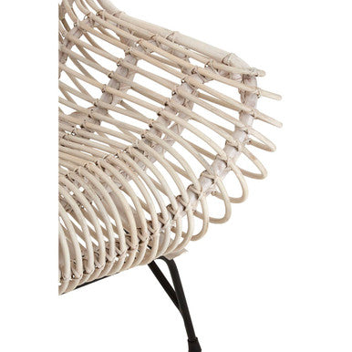 Java White Wash Rattan Curved Chair