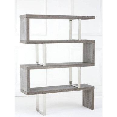Ulmus Grey Elm Wood 4 Tier Shelf Unit