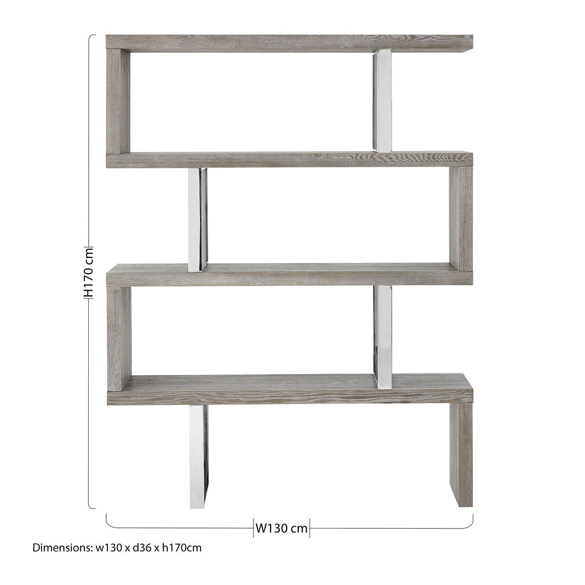 Ulmus Grey Elm Wood 4 Tier Shelf Unit