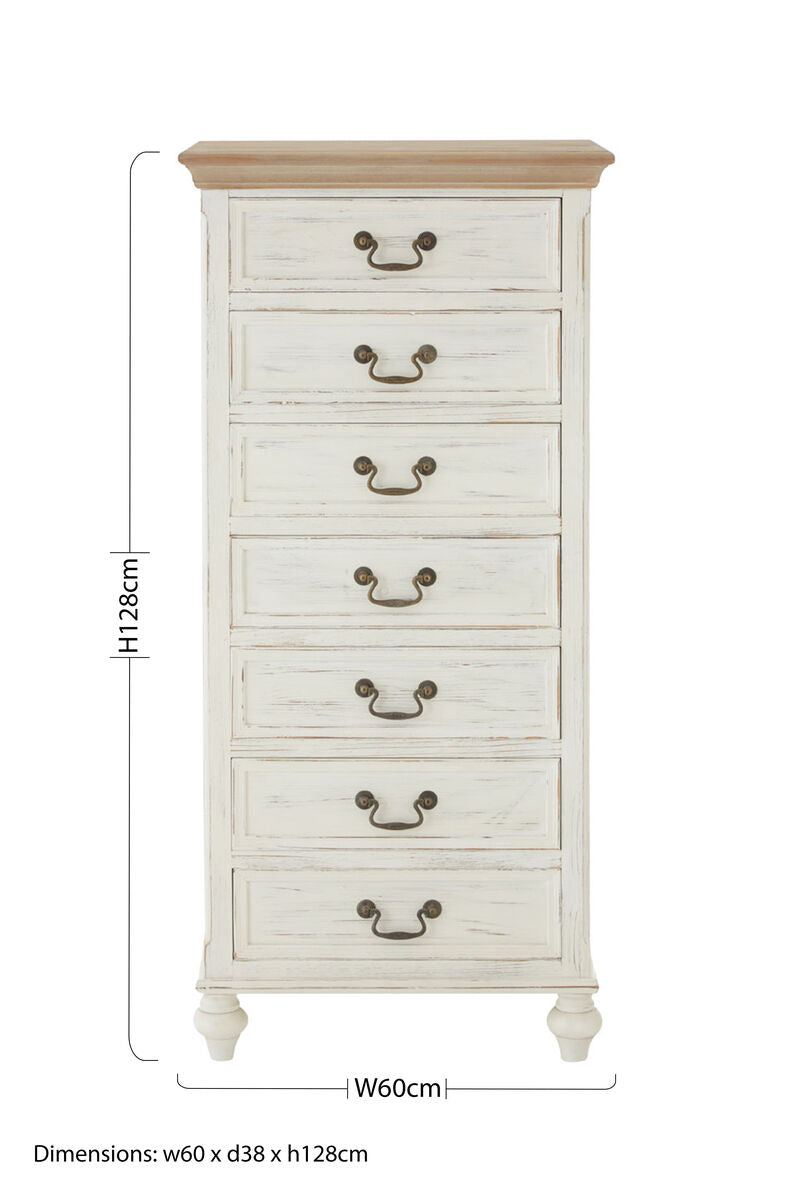 Hendra Ivory Finish 7 Drawer Chest