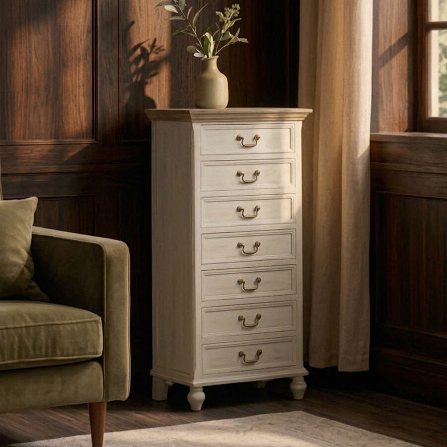 Hendra Ivory Finish 7 Drawer Chest