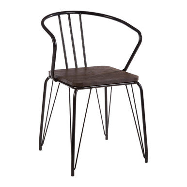 District Dark Elm Wood and Black Metal Dining Chair