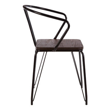 District Dark Elm Wood and Black Metal Dining Chair