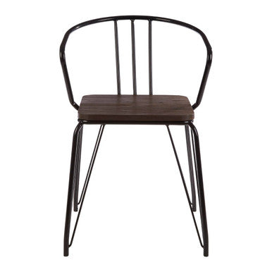 District Dark Elm Wood and Black Metal Dining Chair
