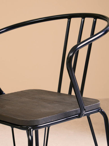 District Dark Elm Wood and Black Metal Dining Chair