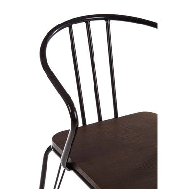 District Dark Elm Wood and Black Metal Dining Chair