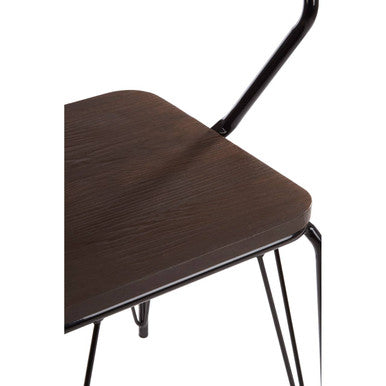 District Dark Elm Wood and Black Metal Dining Chair