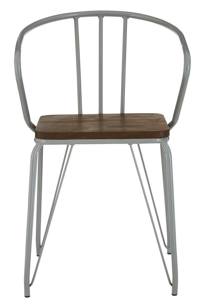 District Dark Elm Wood and Grey Metal Dining Chair