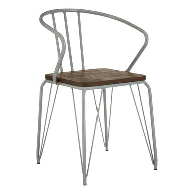 District Dark Elm Wood and Grey Metal Dining Chair