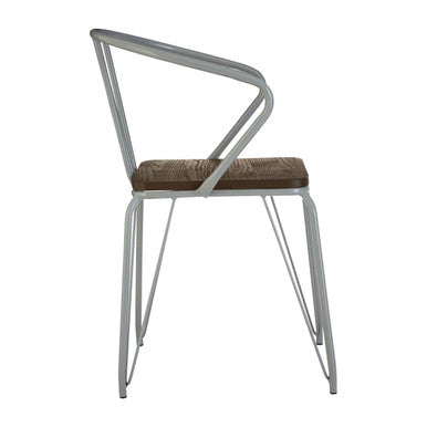 District Dark Elm Wood and Grey Metal Dining Chair