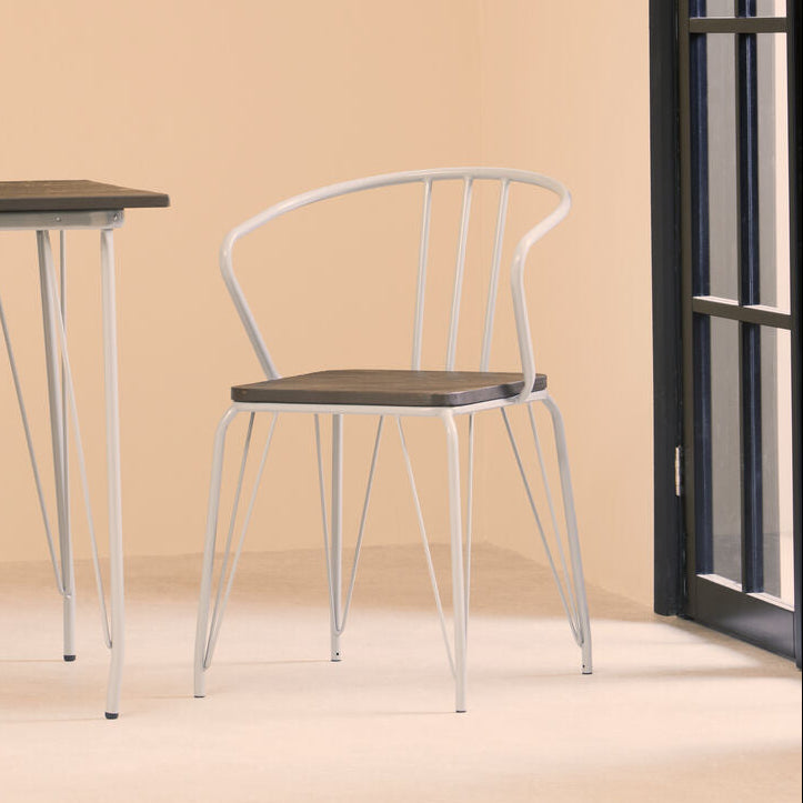 District Dark Elm Wood and Grey Metal Dining Chair