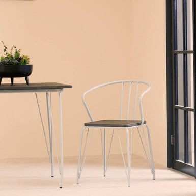 District Dark Elm Wood and Grey Metal Dining Chair