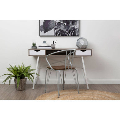 District Dark Elm Wood and Grey Metal Dining Chair