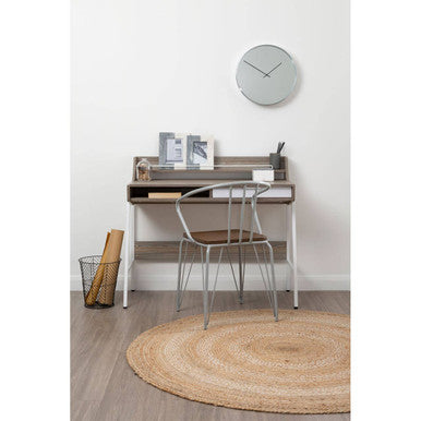 District Dark Elm Wood and Grey Metal Dining Chair