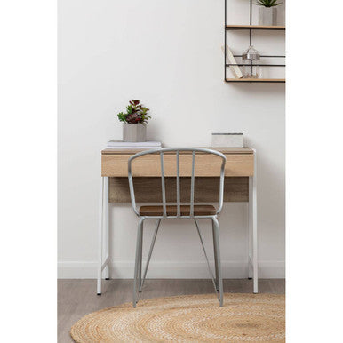 District Dark Elm Wood and Grey Metal Dining Chair