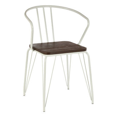District Dark Elm Wood and White Metal Dining Chair