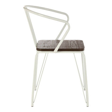 District Dark Elm Wood and White Metal Dining Chair