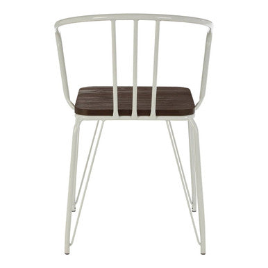 District Dark Elm Wood and White Metal Dining Chair