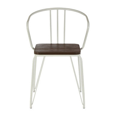 District Dark Elm Wood and White Metal Dining Chair