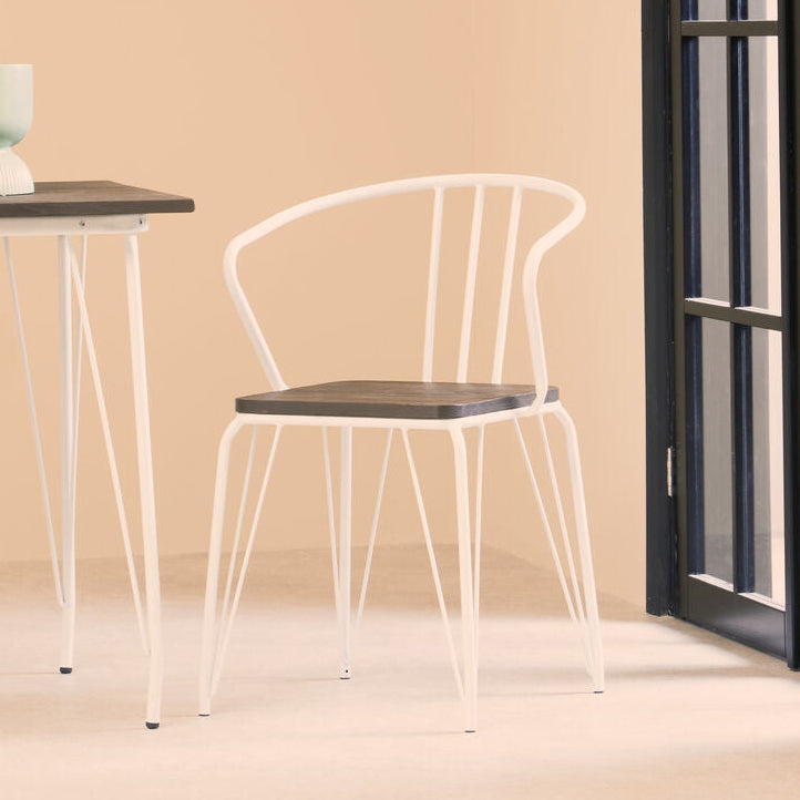 District Dark Elm Wood and White Metal Dining Chair