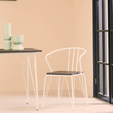 District Dark Elm Wood and White Metal Dining Chair