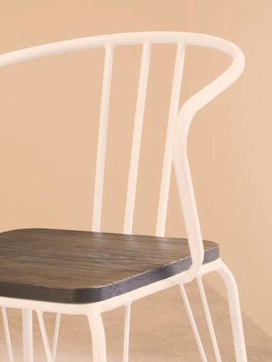 District Dark Elm Wood and White Metal Dining Chair