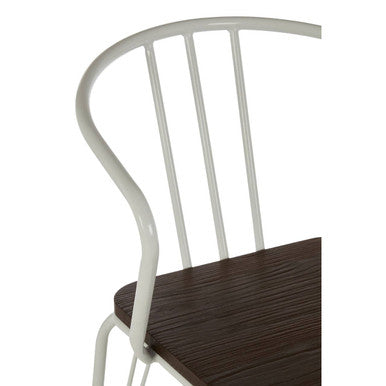 District Dark Elm Wood and White Metal Dining Chair