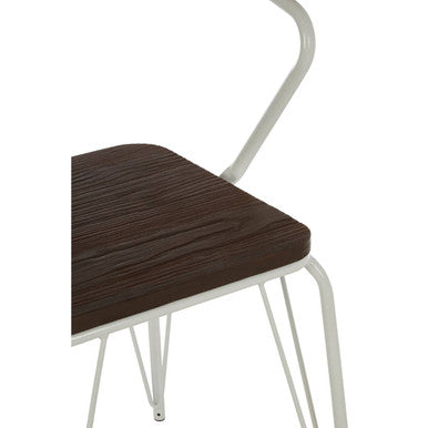 District Dark Elm Wood and White Metal Dining Chair