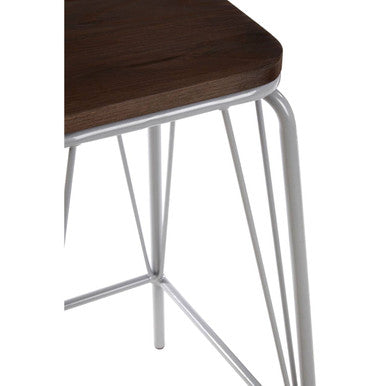 District Dark Elm Wood and Grey Metal Bar Stool