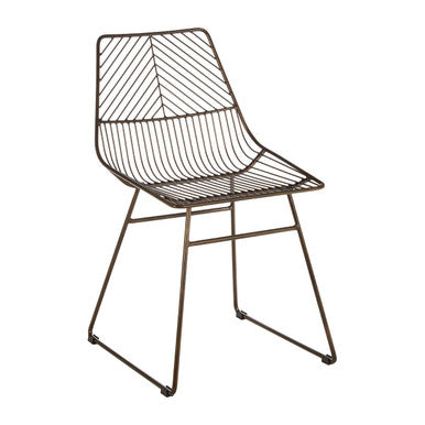 District Bronze Finish Metal Wire Chair with Tapered Legs