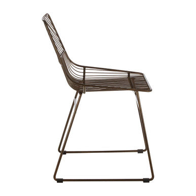 District Bronze Finish Metal Wire Chair with Tapered Legs