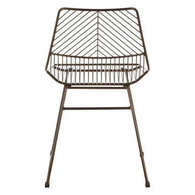 District Bronze Finish Metal Wire Chair with Tapered Legs