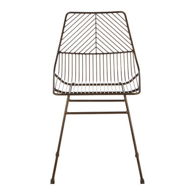 District Bronze Finish Metal Wire Chair with Tapered Legs