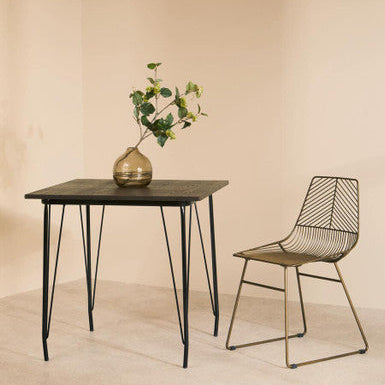 District Bronze Finish Metal Wire Chair with Tapered Legs