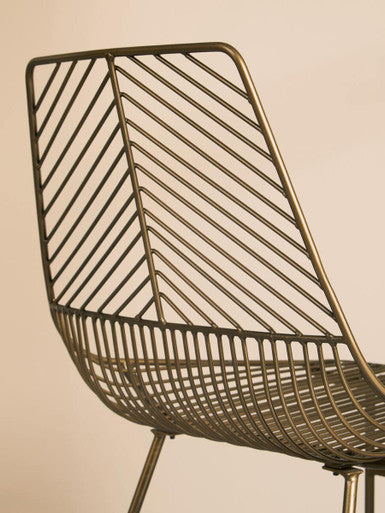 District Bronze Finish Metal Wire Chair with Tapered Legs