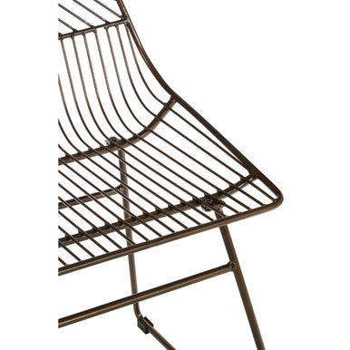 District Bronze Finish Metal Wire Chair with Tapered Legs