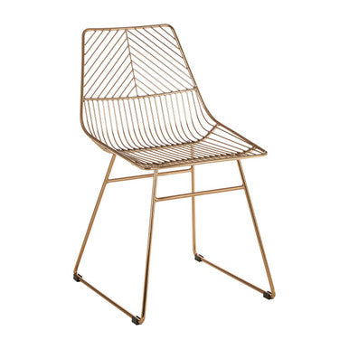 District Gold Finish Metal Wire Chair with Tapered Legs