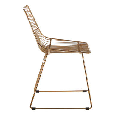 District Gold Finish Metal Wire Chair with Tapered Legs