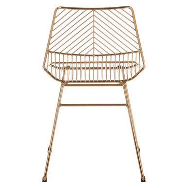 District Gold Finish Metal Wire Chair with Tapered Legs