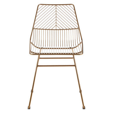 District Gold Finish Metal Wire Chair with Tapered Legs