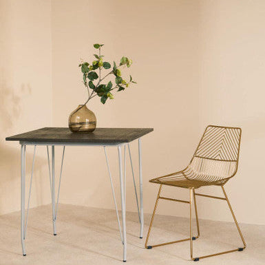 District Gold Finish Metal Wire Chair with Tapered Legs