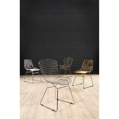 District Gold Finish Metal Wire Chair with Tapered Legs