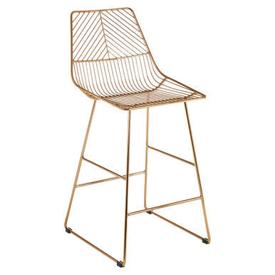 District Gold Finish Metal Wire Bar Chair with Tapered Legs