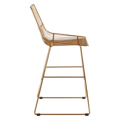 District Gold Finish Metal Wire Bar Chair with Tapered Legs