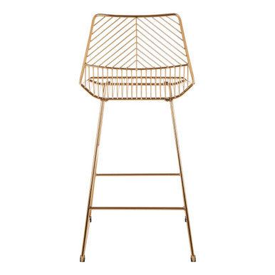 District Gold Finish Metal Wire Bar Chair with Tapered Legs