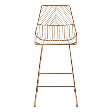 District Gold Finish Metal Wire Bar Chair with Tapered Legs