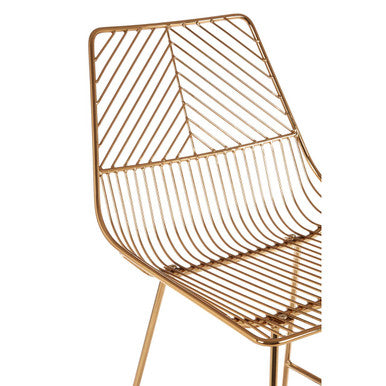 District Gold Finish Metal Wire Bar Chair with Tapered Legs