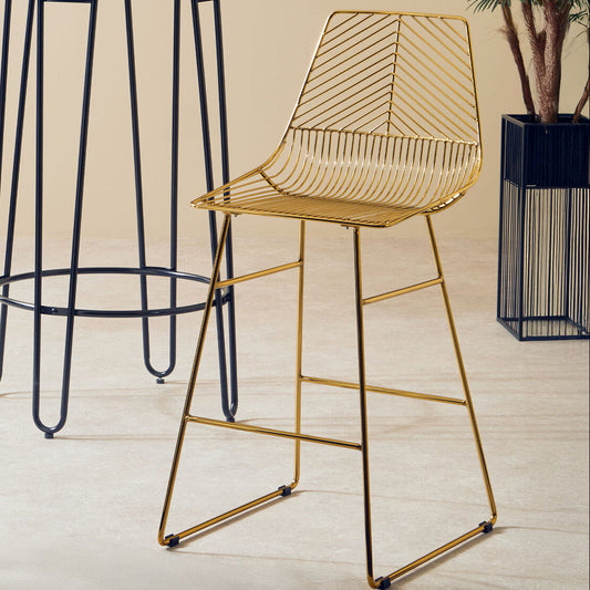 District Gold Finish Metal Wire Bar Chair with Tapered Legs